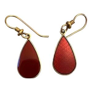 Laurel Burch Red Burgundy Enamel Dangle Earrings